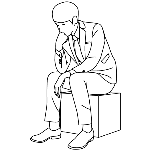 考えるスーツを着た若い男性