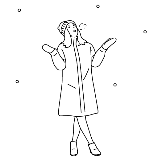 雪が降って両手を広げる女性