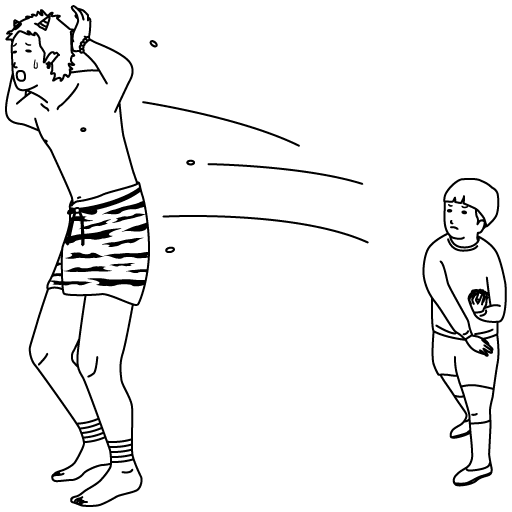 豆まきをする男の子と鬼